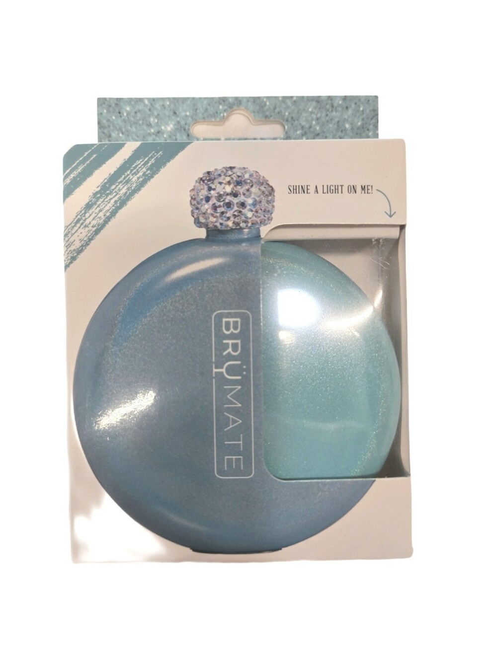 BrüMate Sky Blue Glitter Flask - Compact Decorative Hydration